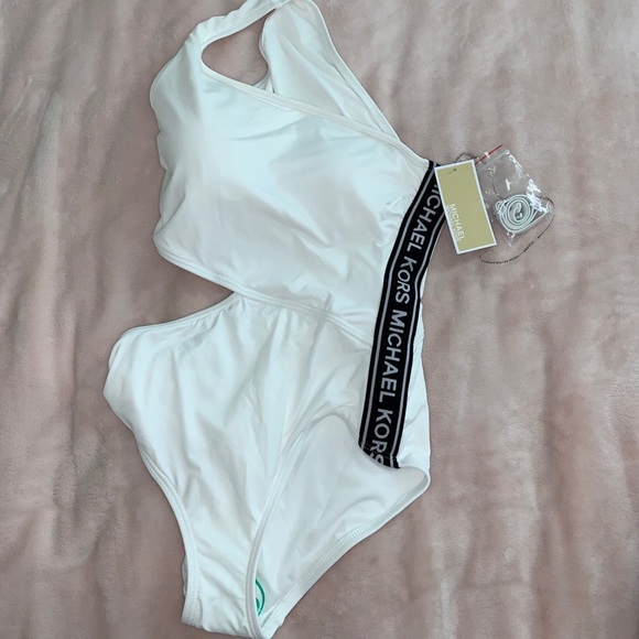 MICHAEL Michael Kors Other - New Michael Kors Logo tape white and black Swimsuit NWOT Size 8